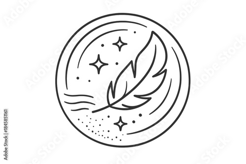 Silent Pull Icons. Line style vector icons of Silent Pull: curved lines, luminous flow, fading dust, radiant rings, soft motion,