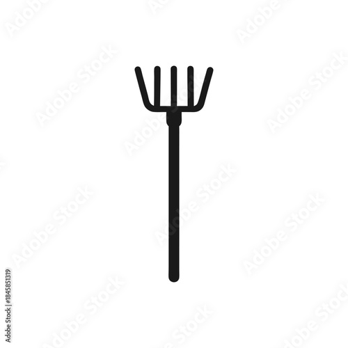 Garden rake tool icon isolated minimal farming equipment symbol vector
