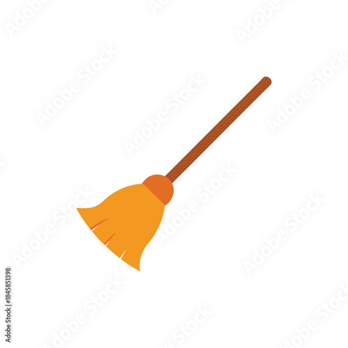 Household broom icon flat cleaning tool minimal design vector illustration