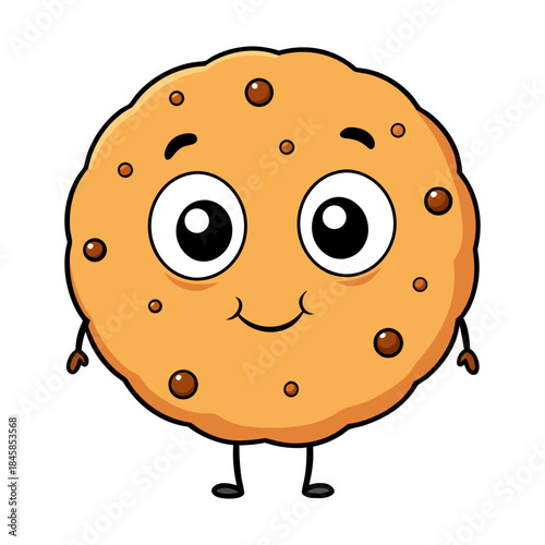 simple cookie cartoon with cute face illustration design vector food icon