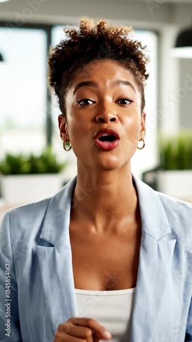 Smiling African American Woman Presenting a Concept