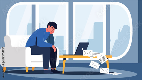 Unemployed people searching for jobs in urban setting, modern flat vector illustration addressing economic and social challenges, ideal for business, education, and policy content