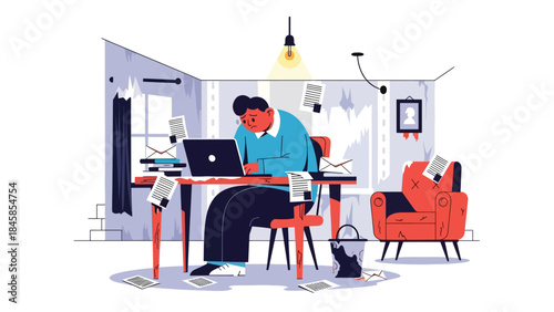 Unemployed people searching for jobs in urban setting, modern flat vector illustration addressing economic and social challenges, ideal for business, education, and policy content
