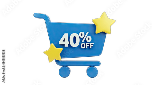 Shopping Cart with 40% Off Discount - Sale Concept