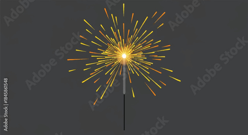 Bright golden sparkler bursts in a dark night sky, a cheerful handheld celebration.