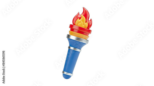 Torch with Flames Isolated on White Background