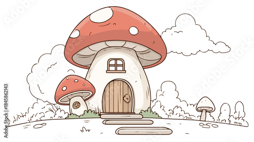 Enchanting Mushroom House Vector Illustration for Fantasy Designs