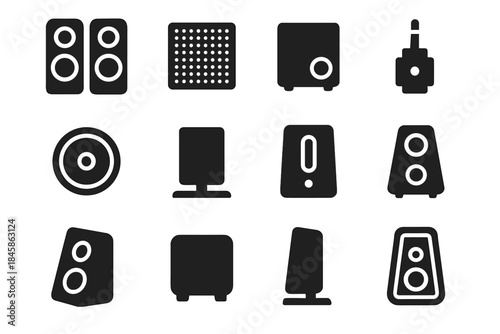 Channel housing wired icons slab speaker power icon modern edge knob vector