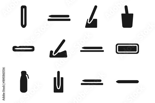 Slab flat pen stand vector block ridge icons stylus plate sleeve storage