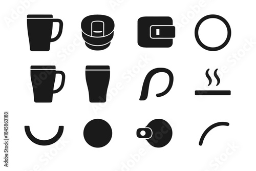 Contour line lid bottom icons strip insulated travel vector carry icon mug