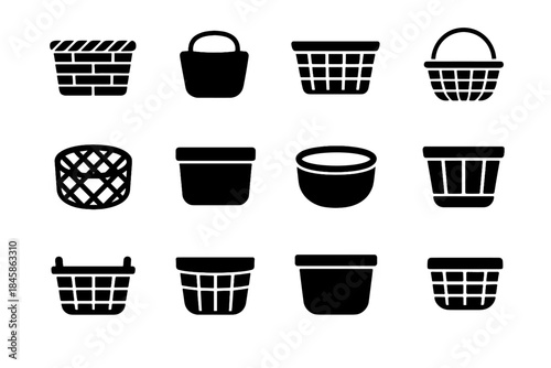 Icon frame rounded icons inner disc loop basket arch pattern storage vector