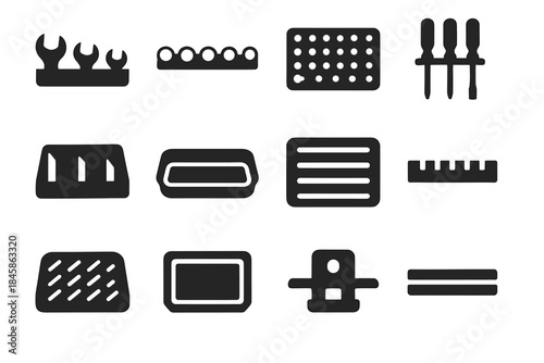 Tray tool base icons rail ridge groove lane icon drawer segment vector