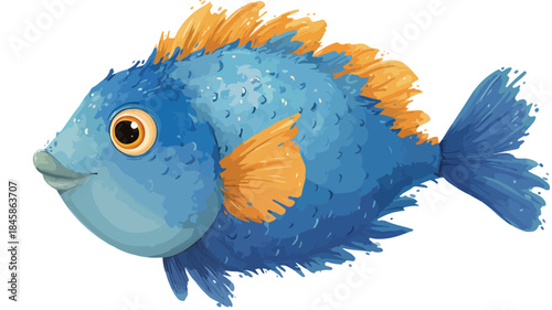 Cute Fish Cartoon Character Illustration for Children's Book Cover and Design Projects