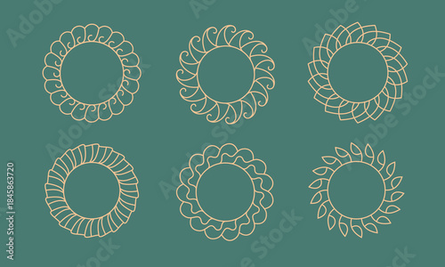 Bohemian style line sun, sunburst golden frames. Modern abstract celestial boho vector design for card, sticker