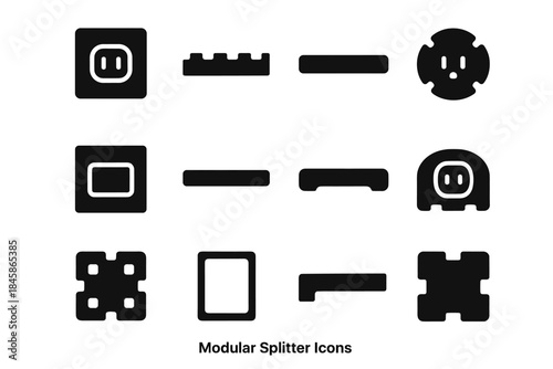 Compact grid ridge tile block strip plate vector contour edge modular icon