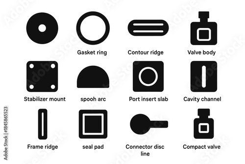 Icon bar port vector plate panel valve vacuum strip cavity icons mount