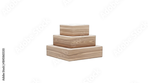 Wooden Boxes Stacked on White Background