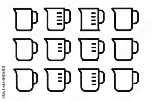 Jug icons strip line icon band arc cavity stabilizer frame measuring vector