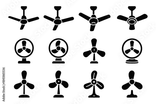 Motor ridge modern blade panel rotor icon downrod canopy pad fan vector