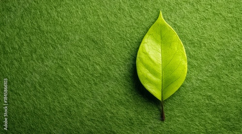 Leaf is on a green background. The leaf is the main focus of the image