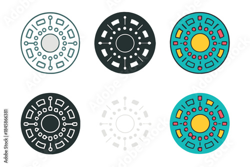 Genetic Mandala Designs. Bacterial plasmid icon reimagined as circular mandala, representing modular genetic creativity, precise