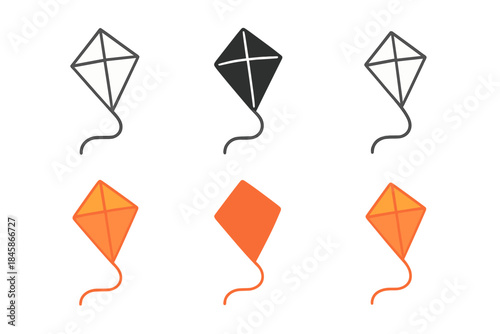 Kite Freedom Emblem. Kite Sky String, minimalist sky emblem symbolizing freedom, joy, and open-air motion, first in line style