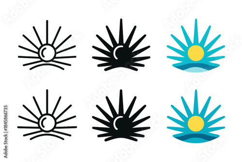 Sea Urchin Emblem. Sea Urchin Pearl Spine, minimalist ocean emblem symbolizing depth, balance, and quiet protection, first in line