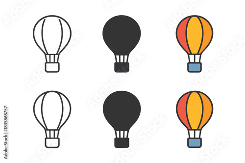 Colorful Balloon Icons. Balloon Sky Basket, clean modern icon showing travel, height, and simplicity in calm vertical flow, first