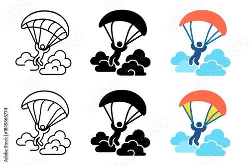 Parachute Cloud Harmony. Parachute Cloud Jump, abstract aerial harmony combining motion, height, and cloud geometry, first in line