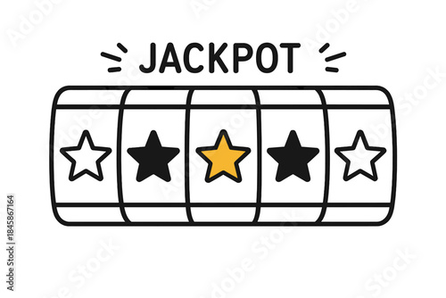Slot Machine Stars. Slot machine display showing jackpot stars first in line style with thin outline, second in solid style filled