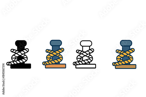 Harbor Rope Styles. Harbor Rope Dock first in line style with thin outline, second in solid style filled shape, third in flat