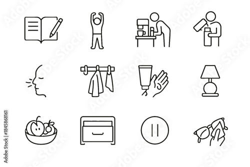 Habits vector breathing journal setup fruit glasses light drawer daily micro cycle