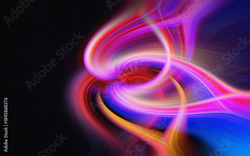 Abstract digital art of vibrant swirling light trails creating a dynamic and colorful visual