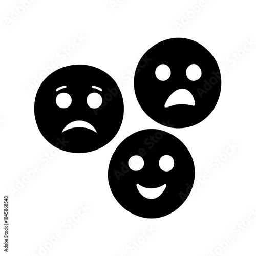 Emotional spectrum icon set illustrating varying moods from happiness to sadness and disappointment