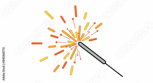 Sparkler Wand Emitting Bright Orange Sparks During Festive Night Celebration.