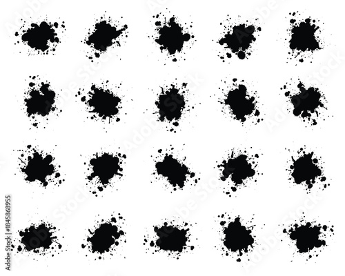 Ink Stroke Brushes, hand drawn black sticker, abstract freehand stroke