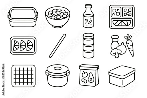 Storage salad stirrer vector reusable lunch meal cubes prep segment icon food