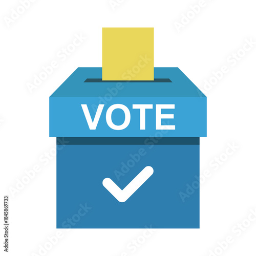 Blue ballot box with the word vote