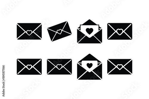 love letter silhouette vector set set