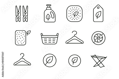 Washer handles laundry refillable linen sponge icons eco drying icon vector foldable