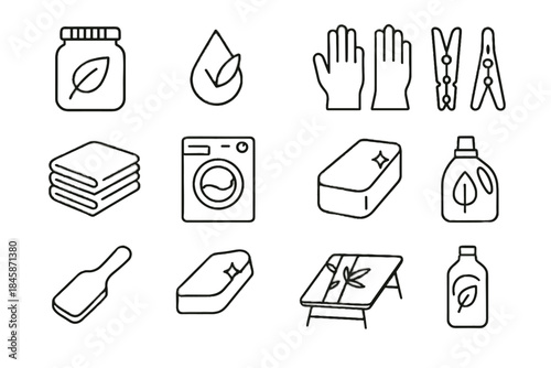 Garment care cleaning block icons laundry icon stain sustainable vector detergent smoothing