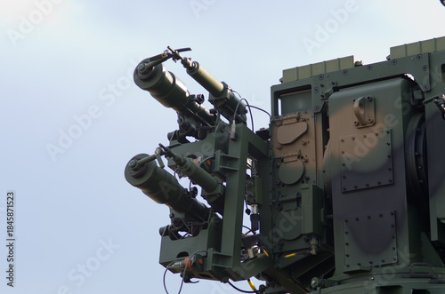 Military missile launcher system in action ready