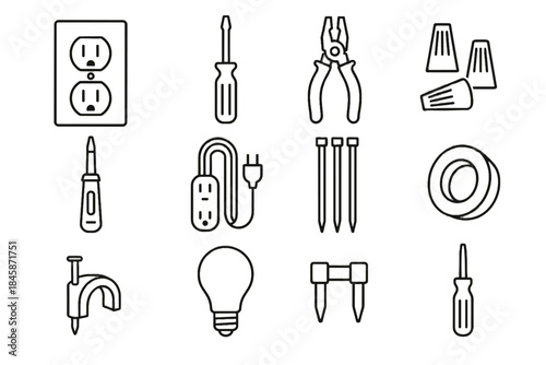 Mini electrical fixes cover vector wall flat driver caps icons tester icon