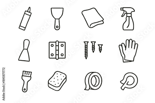 Roll tape repair window icon icons vector brush sponge replacement tube scraper