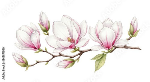 Beautiful magnolia flowers on a branch