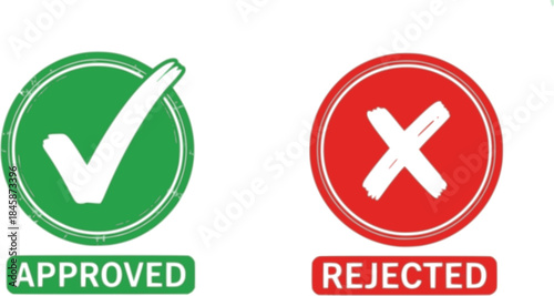 Green approved checkmark red rejected cross vector, approved, rejected, checkmark, cross, green, red, stamp, seal, symbol, graphic, design, confirmation, denial, yes, no, decision, choice, option