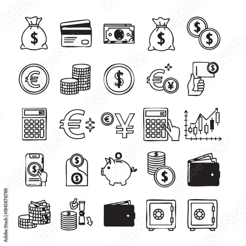Financial and banking icons collection for business and finance themes