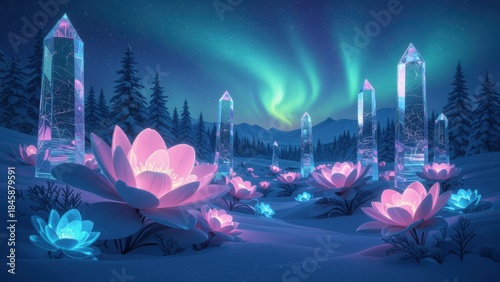 Crystal Lotus Garden Aurora Night