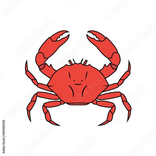 Red sea crab vector illustration icon in flat cartoon style with thick black outlines isolated on white background