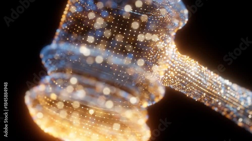 Digital gavel with glowing lights representing the legal system concept